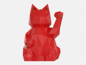 Decorative Stylized Lucky Cat Statuette 3D Model