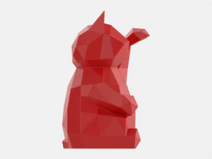Decorative Stylized Lucky Cat Statuette 3D Model