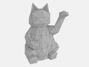 Decorative Stylized Lucky Cat Statuette Modelo 3D
