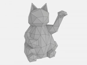 Decorative Stylized Lucky Cat Statuette 3D Model