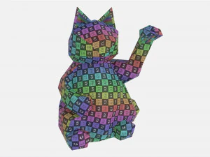 Decorative Stylized Lucky Cat Statuette 3D Model