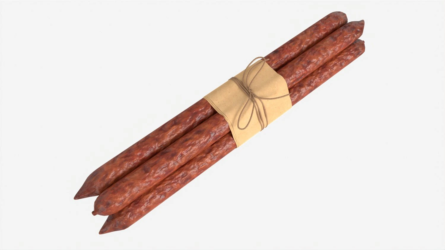 Dry Sausages Wrapped and Tied 3D Model .c4d .max .obj .3ds .fbx .stl .blend 