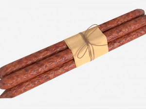 Dry Sausages Wrapped and Tied 3D Model
