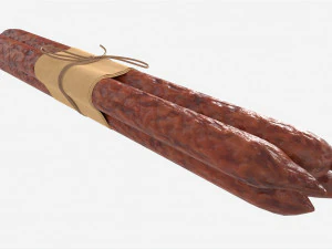 Dry Sausages Wrapped and Tied 3D Model