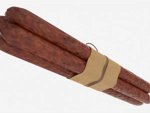 Dry Sausages Wrapped and Tied 3D Model