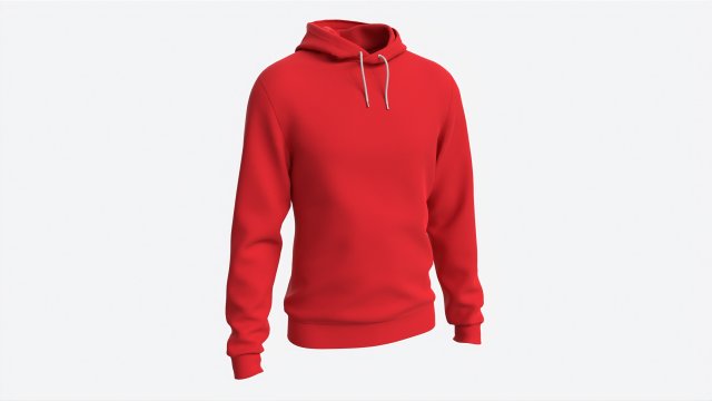 Hoodie for Men Mockup 01 Red 3D Модель .c4d .max .obj .3ds .fbx .stl .blend