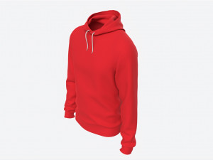 Hoodie for Men Mockup 01 Red 3D Модель
