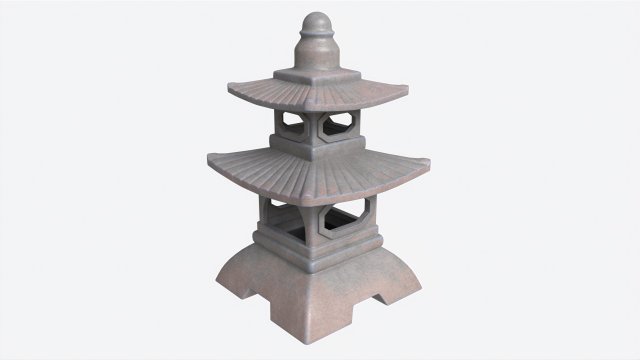 Japanese Stone Garden Lantern 01 3D Модель .c4d .max .obj .3ds .fbx .stl .blend 