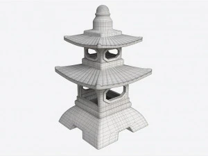 Japanese Stone Garden Lantern 01 3D Model