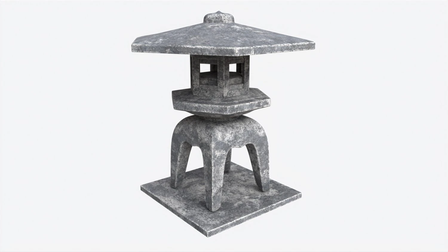 Japanese Stone Garden Lantern 02 3D Model .c4d .max .obj .3ds .fbx .stl .blend 