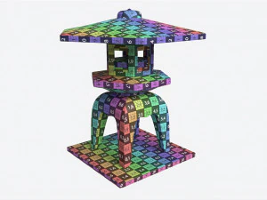 Japanese Stone Garden Lantern 02 3D Model