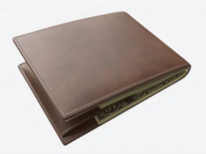 Leather Wallet for Men 02 with Banknotes 3D Model
