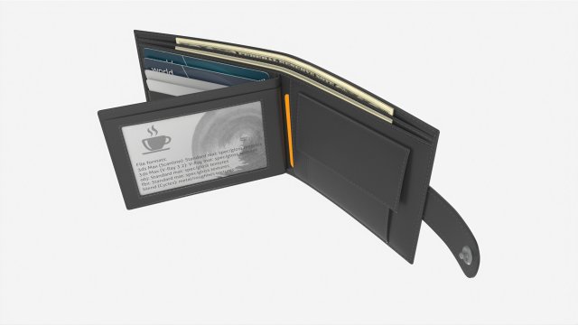 Leather Wallet for Men Unfolded 02 Modelo 3D .c4d .max .obj .3ds .fbx .stl .blend 