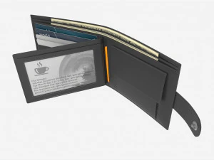 Dompet Kulit untuk Pria Dibuka 02 Model 3D