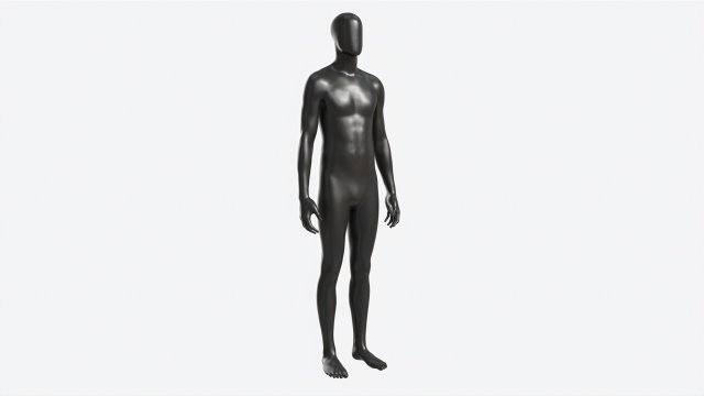 Male Full Body Mannequin Black Plastic 3D Модель .c4d .max .obj .3ds .fbx .stl .blend 