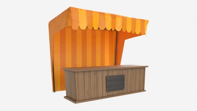 Market Fair Stall with Canopy 02 3D 模型 .c4d .max .obj .3ds .fbx .stl .blend 