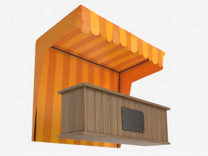 Market Fair Stall with Canopy 02 3D Model