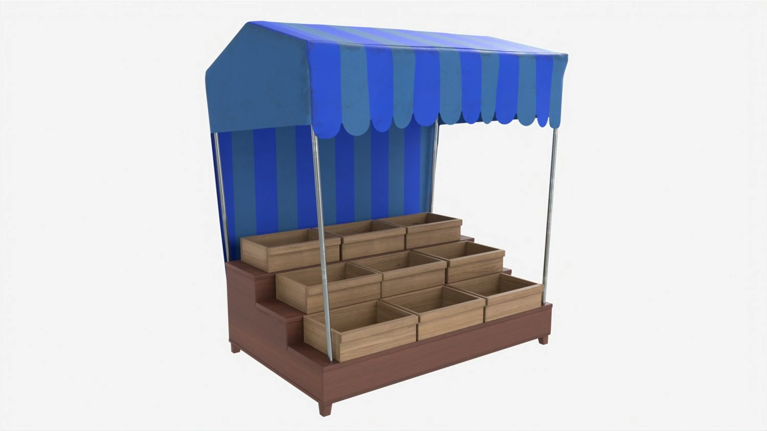 Market Fair Stall with Canopy 04 3D Model .c4d .max .obj .3ds .fbx .stl .blend 