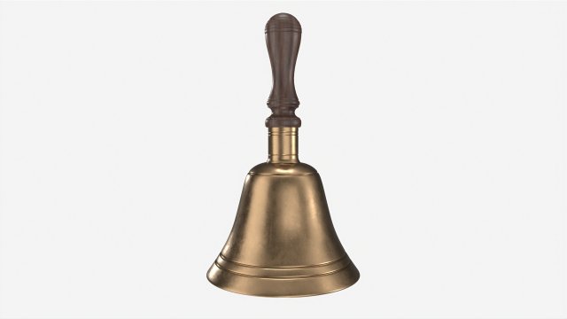 Old Brass School Hand Bell Modelo 3D .c4d .max .obj .3ds .fbx .stl .blend 