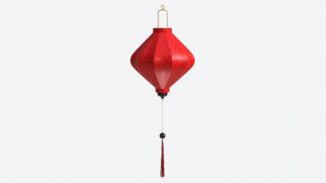 Oriental Traditional Hanging Silk Lantern 01 3D Model .c4d .max .obj .3ds .fbx .stl .blend 