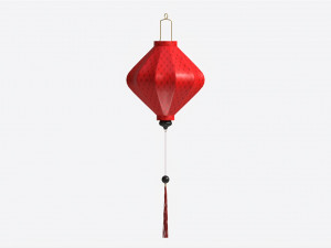 Oriental Traditional Hanging Silk Lantern 01 3D Model