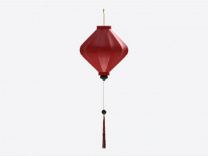 Oriental Traditional Hanging Silk Lantern 01 3D Model