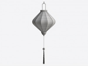 Oriental Traditional Hanging Silk Lantern 01 3D Model
