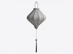 Oriental Traditional Hanging Silk Lantern 01 3D Model