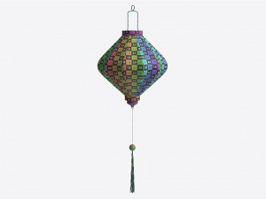 Oriental Traditional Hanging Silk Lantern 01 3D Model