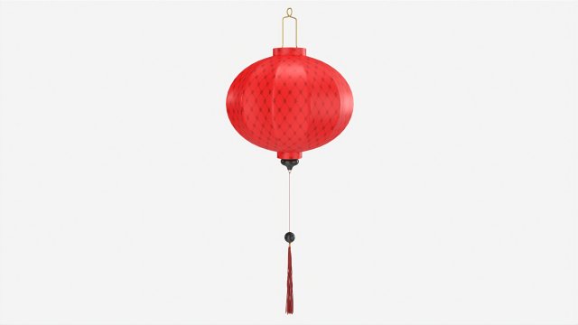 Oriental Traditional Hanging Silk Lantern 02 Model 3D .c4d .max .obj .3ds .fbx .stl .blend 