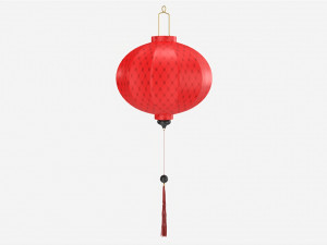 Oriental Traditional Hanging Silk Lantern 02 3D Модель