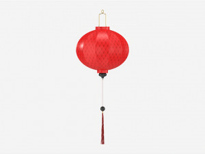 Oriental Traditional Hanging Silk Lantern 02 Model 3D