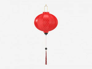 Oriental Traditional Hanging Silk Lantern 02 3D Model