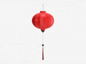 Oriental Traditional Hanging Silk Lantern 02 3D Model