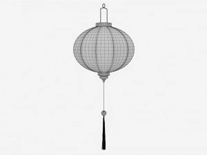 Oriental Traditional Hanging Silk Lantern 02 3D Model