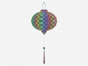 Oriental Traditional Hanging Silk Lantern 02 Model 3D