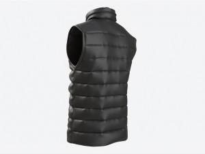 Quilted Gilet for Men Mockup 01 Black 3D Модель