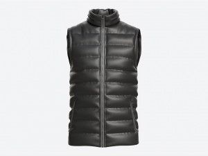 Quilted Gilet for Men Mockup 01 Black 3D Модель