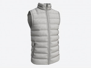 Quilted Gilet for Men Mockup 01 Black 3D Модель
