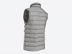 Quilted Gilet for Men Mockup 01 Black 3D Модель
