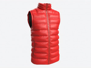Quilted Gilet for Men Mockup 01 Red Modelo 3D