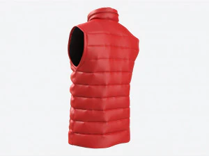 Quilted Gilet for Men Mockup 01 Red 3D Model