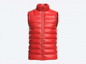 Quilted Gilet for Men Mockup 01 Red Model 3D