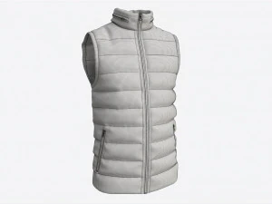 Quilted Gilet for Men Mockup 01 Red 3D Model