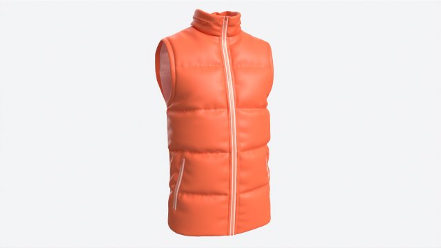 Quilted Gilet for Men Mockup 02 Orange 3D 模型 .c4d .max .obj .3ds .fbx .stl .blend 