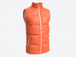 Quilted Gilet for Men Mockup 02 Orange Modelo 3D
