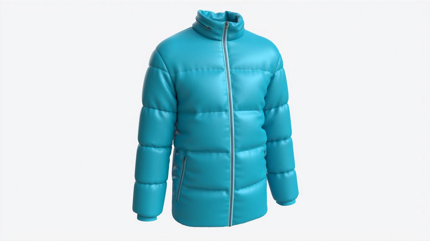 Quilted Jacket for Men Mockup Light Blue 3D Model .c4d .max .obj .3ds .fbx .stl .blend 