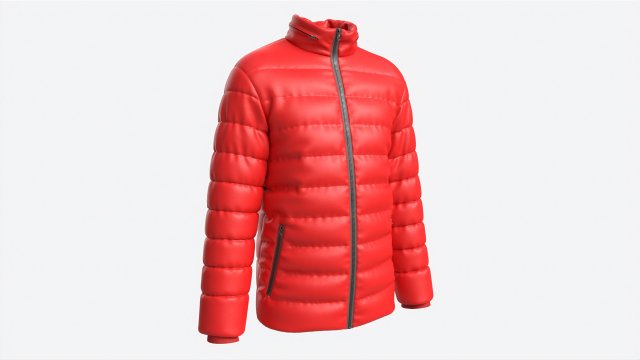 Quilted Jacket for Men Mockup Red Model 3D .c4d .max .obj .3ds .fbx .stl .blend 