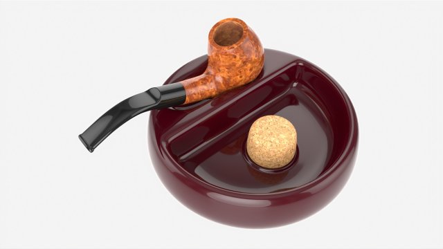 Smoking Pipe Ashtray with Holder 01 Model 3D .c4d .max .obj .3ds .fbx .stl .blend 