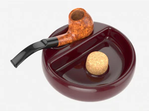 Asbak Pipa Rokok dengan Holder 01 Model 3D